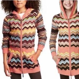 Missoni For Target Multicolor V Neck ZigZag Full-Zip Cardigan Sweater Size Lg